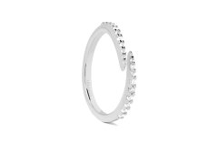 PDPAOLA Stříbrný otevřený prsten s čirými zirkony EMBRACE Silver AN02-805 48 mm