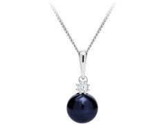 Preciosa Dechberoucí stříbrný náhrdelník Tonga s pravou říční perlou a kubickou zirkonií Preciosa 5311 20 (řetízek, přívěsek)