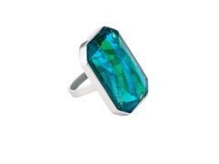 Preciosa Luxusní ocelový prsten s ručně mačkaným kamenem českého křišťálu Preciosa Ocean Emerald 7446 66 53 mm