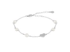 Preciosa Romantický náramek s říčními perlami a srdíčkem Pearl Passion 6157 01