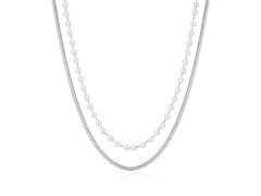 S`Agapõ Dvojitý ocelový náhrdelník s perlami Wisdom SWI05