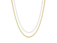 S`Agapõ Dvojitý pozlacený náhrdelník s perlami Wisdom SWI06