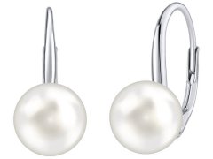 Silvego Stříbrné náušnice s bílou perlou Swarovski® Crystals VSW018ELPS