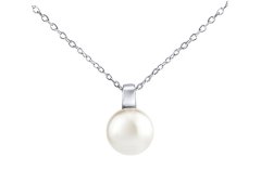 Silvego Stříbrný náhrdelník s bílou perlou Swarovski® Crystals 12 mm LPS061912PSWW (řetízek, přívěsek)