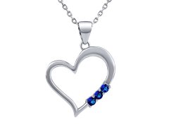 Silvego Stříbrný náhrdelník SRDCE s přívěskem srdíčka s modrými Swarovski Zirconia SILVEGO11580NB