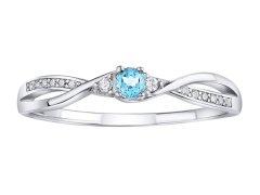 Silvego Stříbrný prsten s modrým Topazem a Brilliance Zirconia JJJR1100TS 58 mm