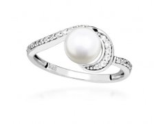 Silver Cat Stříbrný prsten s kubickými zirkony a pravou perlou SC496 52 mm