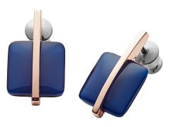 Skagen Růžově zlacené ocelové náušnice s modrým sklem SKJ1136791