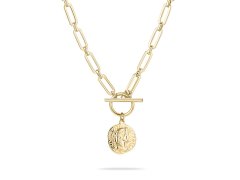 Tamaris Moderní pozlacený náhrdelník s mincí Coins TJ-0439-N-45