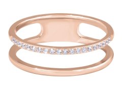 Troli Dvojitý minimalistický prsten z oceli Rose Gold 54 mm