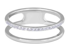 Troli Dvojitý minimalistický prsten z oceli Silver 52 mm