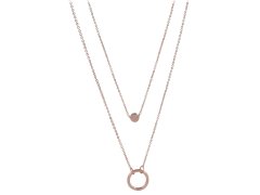 Troli Dvojitý náhrdelník s kroužkovými přívěsky z růžově pozlacené oceli