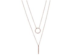 Troli Dvojitý náhrdelník se stylovými přívěsky z růžově pozlacené oceli