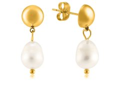 Troli Elegantní pozlacené náušnice s pravými perlami VAAJDE201330G