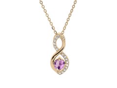 Troli Okouzlující pozlacený náhrdelník s ametystem PO/SP08340AM