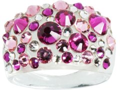 Levien Třpytivý prsten s krystaly Bubble Fuchsia 53 mm