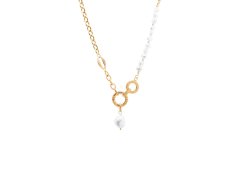 Troli Půvabný ocelový náhrdelník s perlami VBS006S-PET