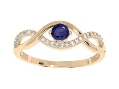 Troli Půvabný pozlacený prsten s modrým zirkonem PO/SR00716N 56 mm