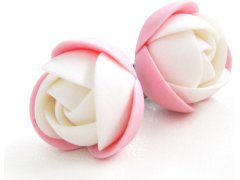Troli Růžovo-bílé náušnice puzetky kytičky