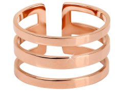 Troli Stylový trojitý prsten z růžově pozlacené oceli