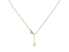 Trussardi Jemný pozlacený náhrdelník s krystaly T-Logo TJAXC07