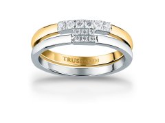 Trussardi Krásný bicolor prsten z oceli se zirkony T-Logo TJAXC41 52 mm
