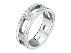 Trussardi Slušivý ocelový prsten se zirkony T-Logo TJAXC40 52 mm