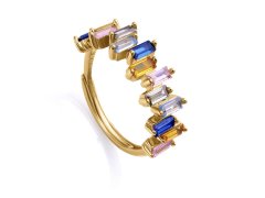 Viceroy Slušivý pozlacený prsten s barevnými zirkony 9101A01