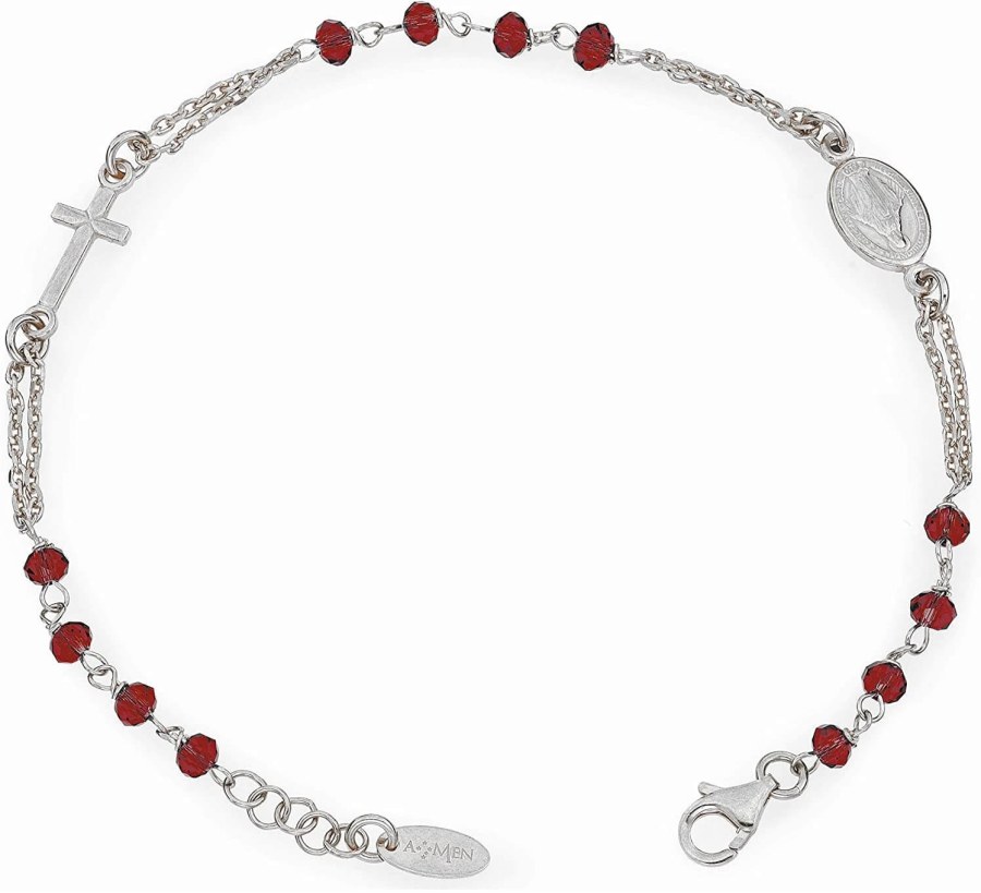 Amen Elegantní stříbrný náramek s krystaly Rosary BROBR3 - Náramky Náramky se symboly