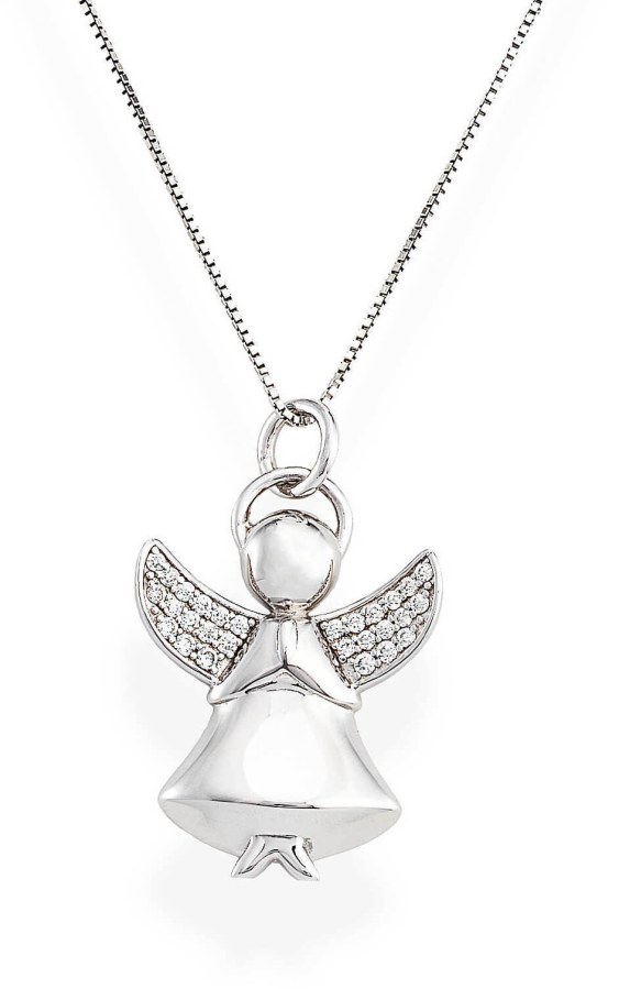 Amen Jemný stříbrný náhrdelník se zirkony Angels A2BB (řetízek, přívěsek) - Náhrdelníky