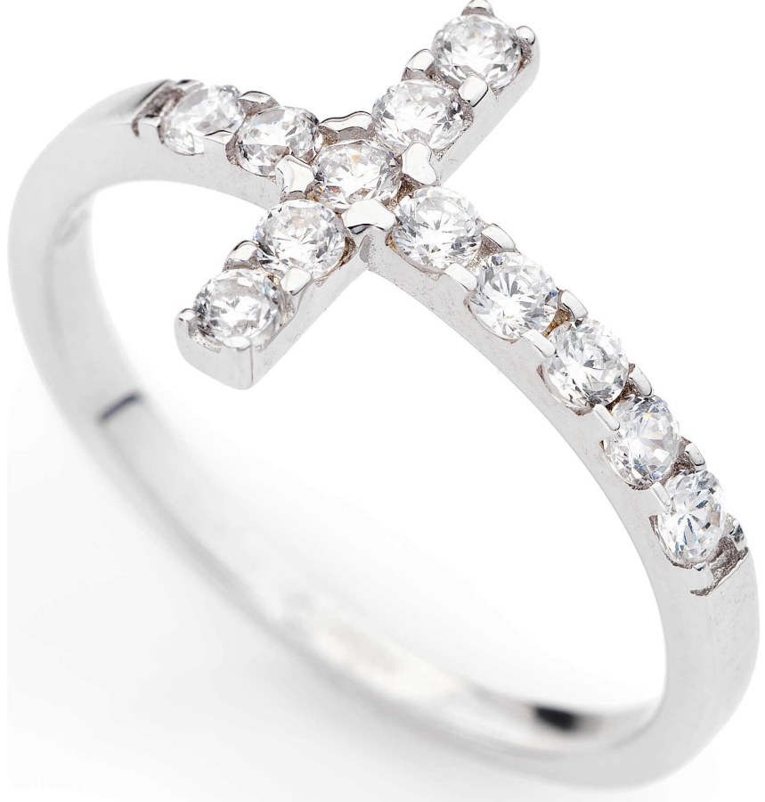 Amen Originální stříbrný prsten se zirkony Rosary ACOBB 52 mm - Prsteny Prsteny s kamínkem