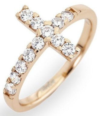 Amen Růžově pozlacený stříbrný prsten se zirkony Rosary ACORB 52 mm - Prsteny Prsteny s kamínkem