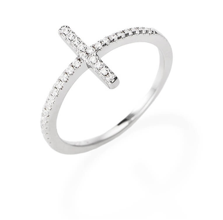 Amen Třpytivý stříbrný prsten se zirkony Diamonds RCRBBZ 52 mm - Prsteny Prsteny s kamínkem