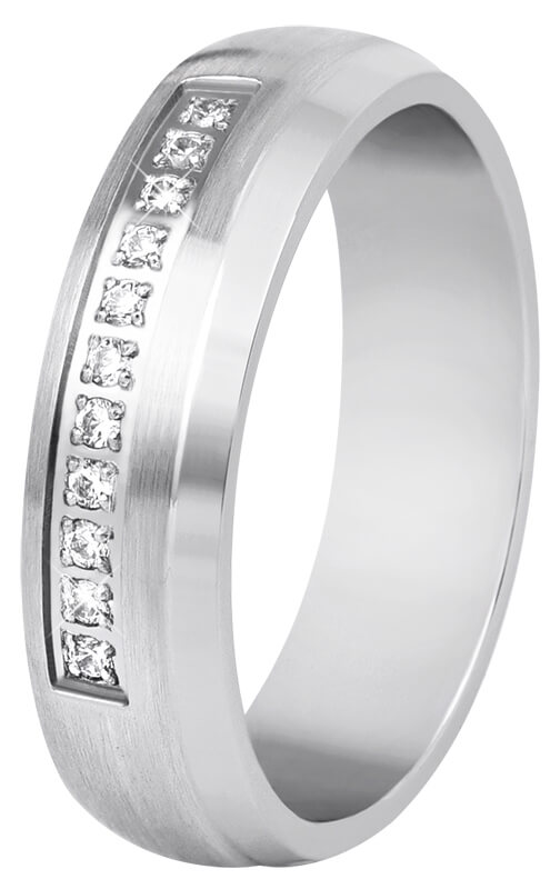 Beneto Dámský prsten z oceli s krystaly SPD03 49 mm - Prsteny Snubní prsteny Snubní prsteny s kamínkem