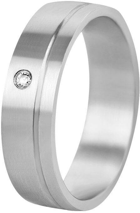 Beneto Dámský prsten z oceli s krystelem SPD06 49 mm - Prsteny Snubní prsteny Snubní prsteny s kamínkem