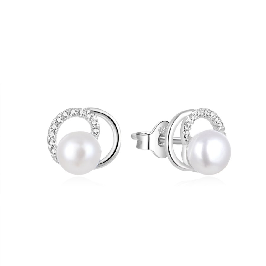 Beneto Elegantní perlové náušnice se zirkony AGUP1321PL - Náušnice Pecky