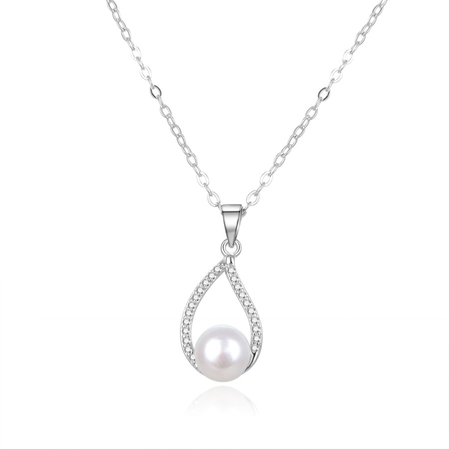 Beneto Elegantní stříbrný náhrdelník s pravou perlou AGS984/47P - Náhrdelníky