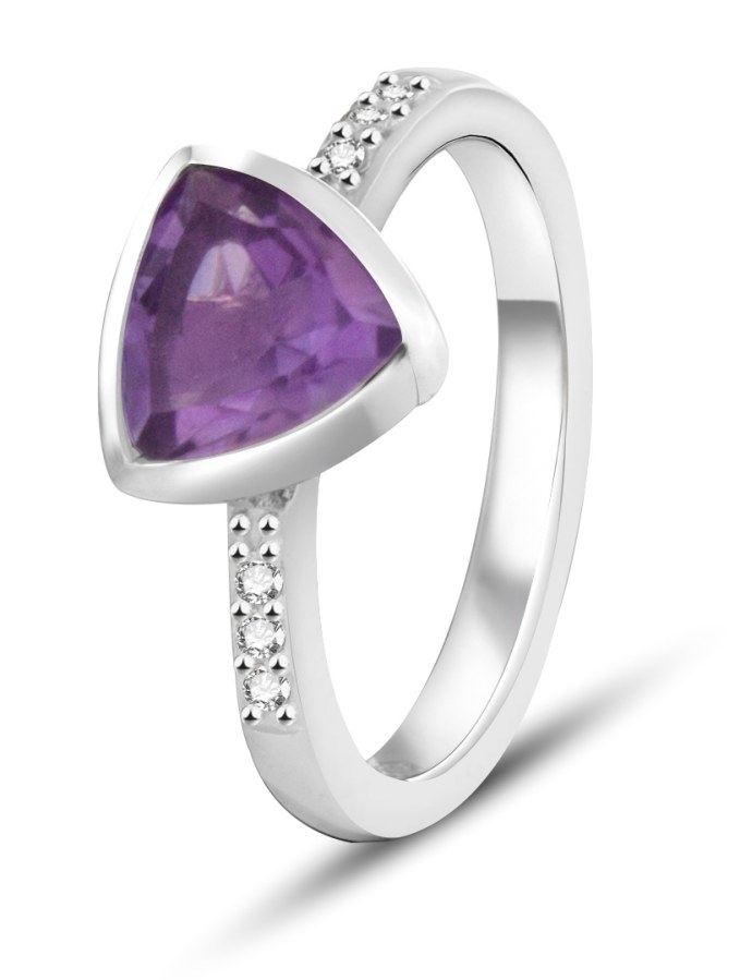 Beneto Exclusive Stříbrný prsten s výrazným ametystem AMEAGG2 50 mm - Prsteny Prsteny s kamínkem