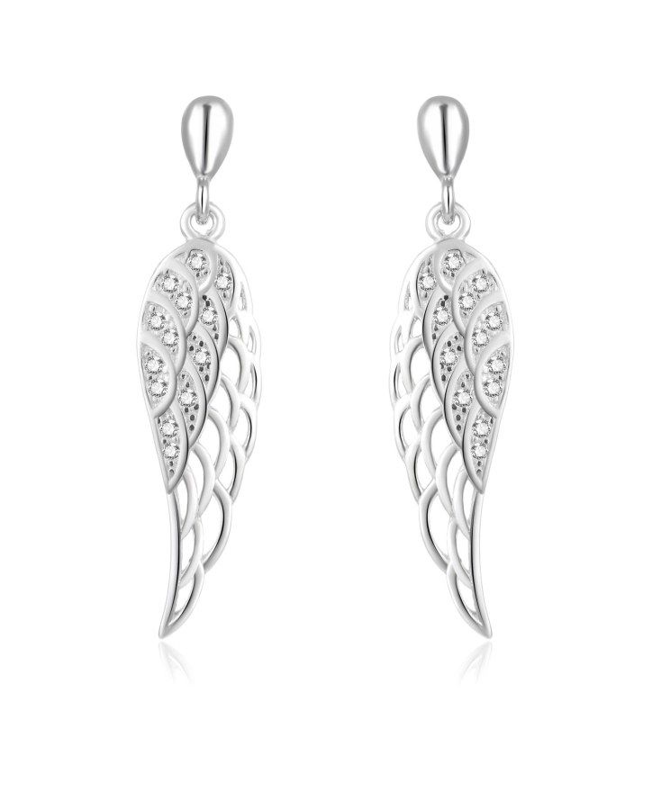 Beneto Krásné stříbrné náušnice Andělská křídla AGUP2360L - Náušnice Visací náušnice