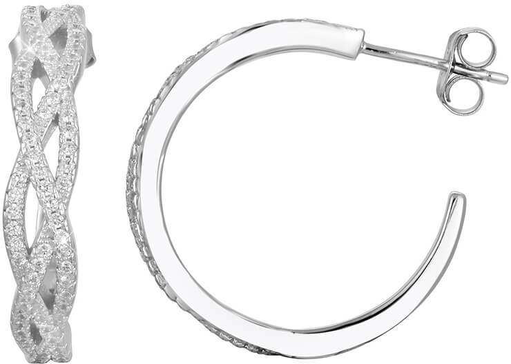 Beneto Luxusní stříbrné náušnice kruhy s krystaly AGUP1173 - Náušnice Kruhy