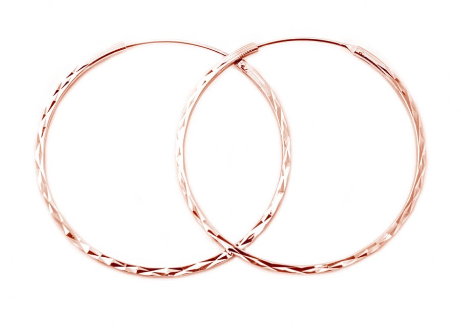Beneto Módní pozlacené kruhové náušnice ze stříbra AGUC2439/SCS-ROSE 3 cm - Náušnice Kruhy