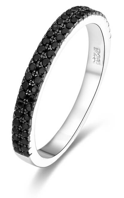 Beneto Módní prsten s černými zirkony AGG386 58 mm - Prsteny Prsteny s kamínkem