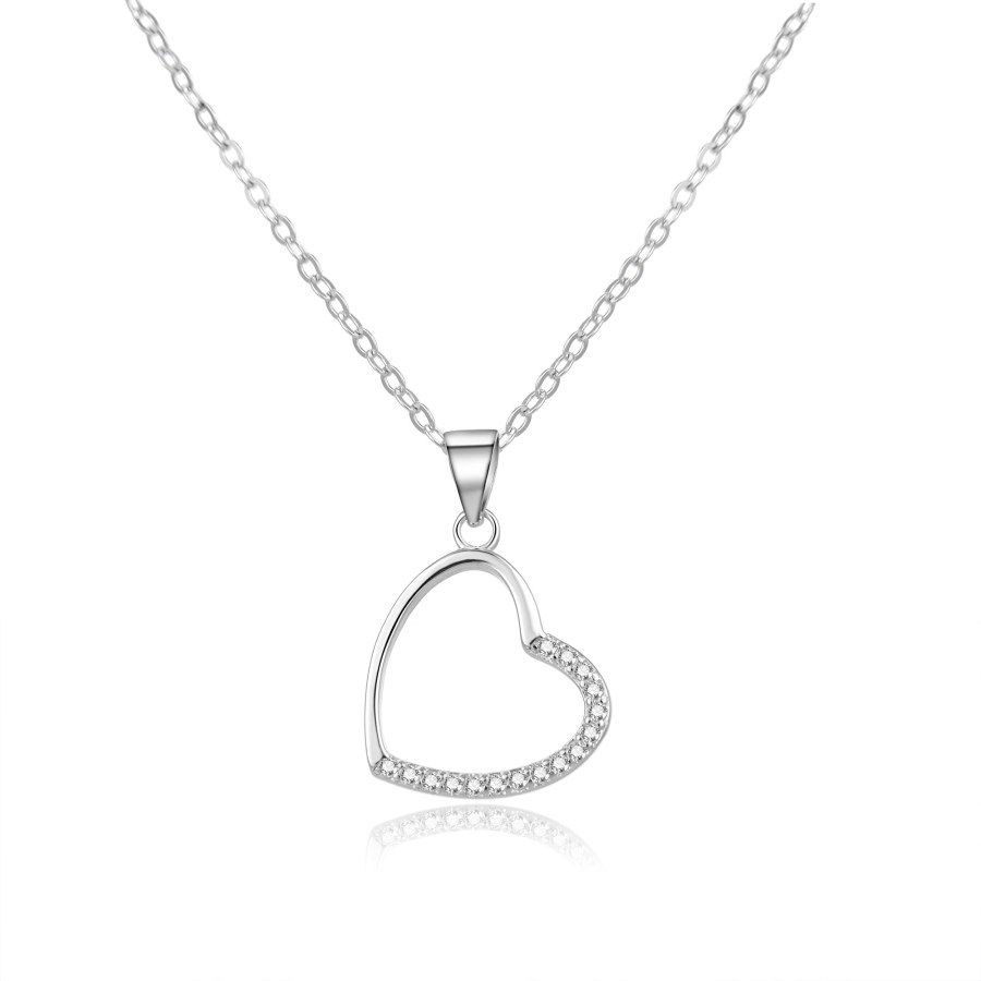 Beneto Něžný stříbrný náhrdelník se srdíčkem AGS977/47 - Náhrdelníky