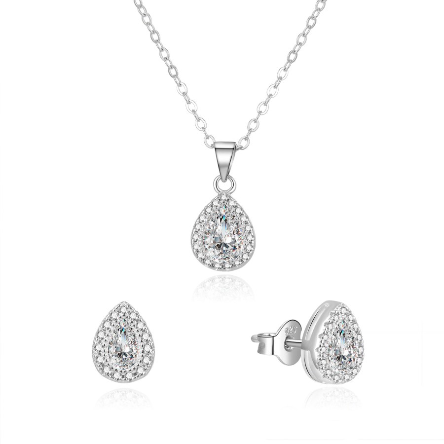 Beneto Oslnivá souprava šperků se zirkony AGSET188R (náhrdelník, náušnice) - Náušnice Pecky