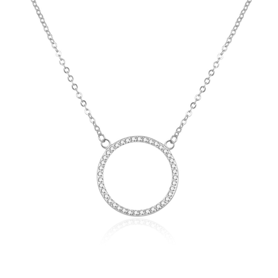 Beneto Oslnivý stříbrný náhrdelník se zirkony AGS1169/47 - Náhrdelníky