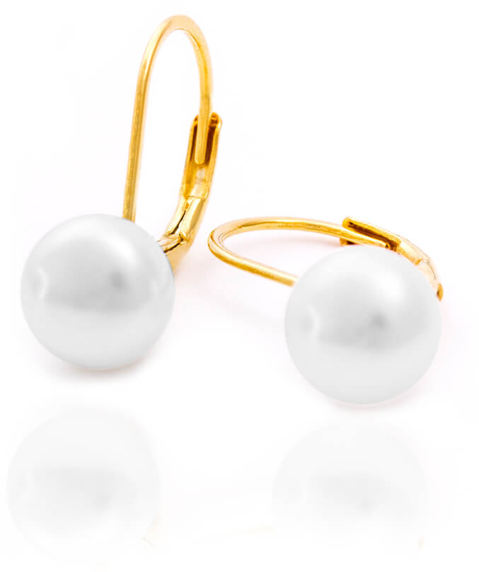 Beneto Pozlacené náušnice ze stříbra s pravými perlami AGUC2264P-GOLD - Náušnice Visací náušnice