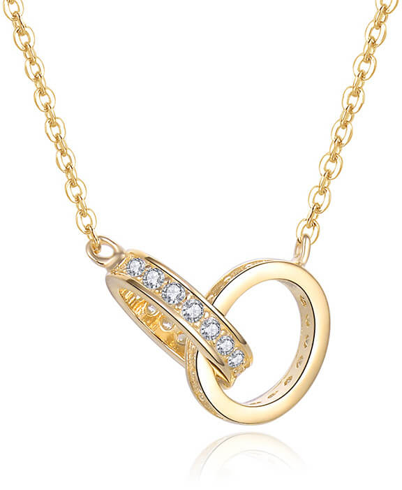 Beneto Pozlacený náhrdelník s propojenými kroužky AGS1229/47-GOLD - Náhrdelníky