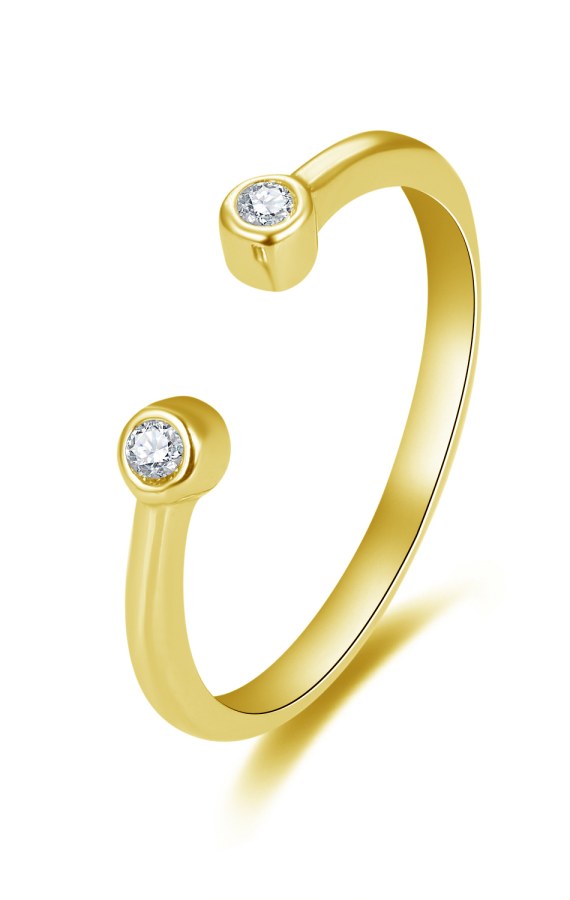 Beneto Pozlacený otevřený prsten se zirkony AGG471-G - Prsteny Otevřené prsteny