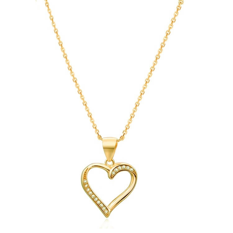 Beneto Pozlacený stříbrný náhrdelník se srdcem AGS289/47-GOLD (řetízek, přívěsek) - Náhrdelníky