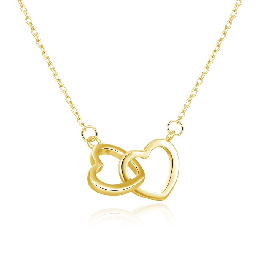 Beneto Pozlacený stříbrný náhrdelník se srdíčky AGS1327/47-GOLD - Náhrdelníky